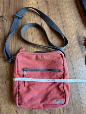 Duluth Trading Co Red Canvas Crossbody Messenger with Grey Strap